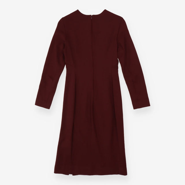 Burgundy sculpted long sleeve contour midi dress