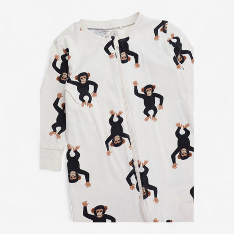 Cream Zip Sleepsuit with Monkeys