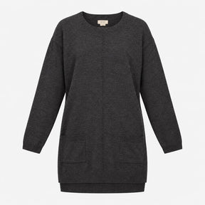 Jumper Charcoal Grey Wool Cashmere Blend Crew Neck