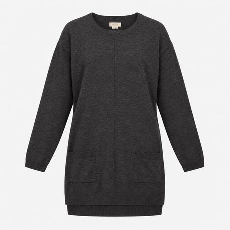 Jumper Charcoal Grey Wool Cashmere Blend Crew Neck