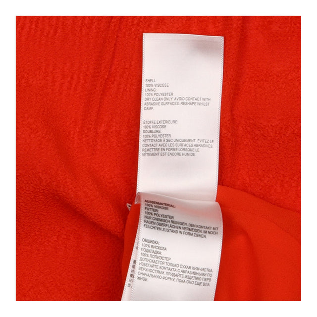 Midi Dress Orange Red Ruched Puff Sleeve Textured