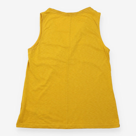 Top Mustard Yellow Cotton Sleeveless V Neck Ladder