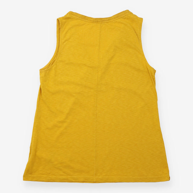 Top Mustard Yellow Cotton Sleeveless V Neck Ladder