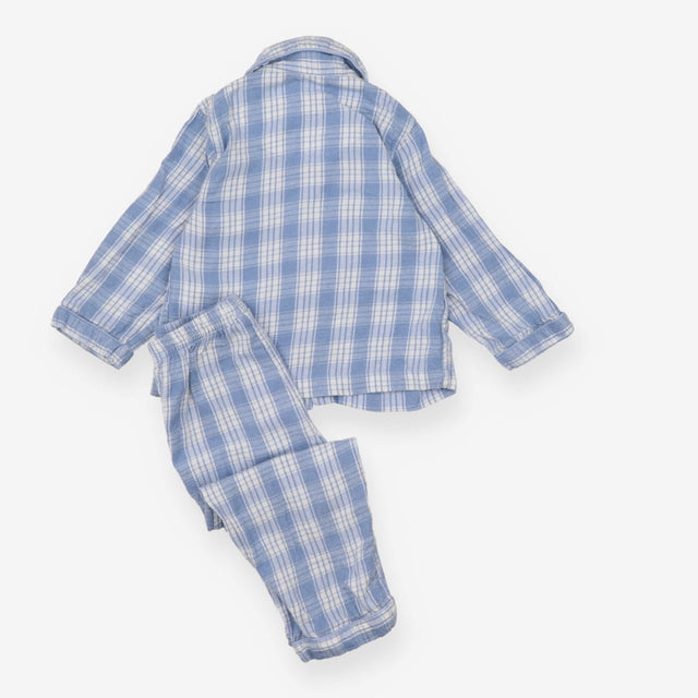 Blue check pyjamas with fox in pocket