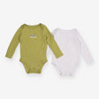 Bodysuits 2pc grey green waffle LS
