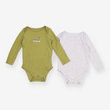 Bodysuits 2pc grey green waffle LS