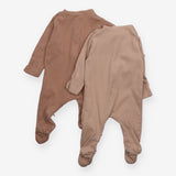 Ribbed Sleepsuit Brown and Light Brown 2-Pack