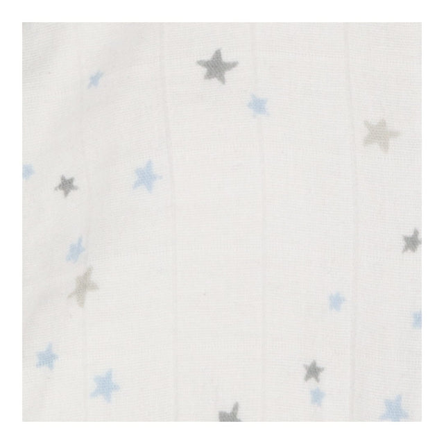 White zip muslin sleepsuit with blue stars