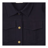 Utility Jacket Navy Gold Button Pocket Detail