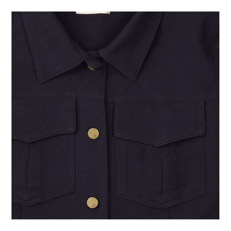 Utility Jacket Navy Gold Button Pocket Detail