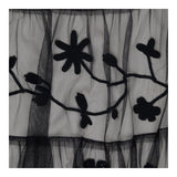 Black Crochet Flower Embroidered Mesh Midi Skirt