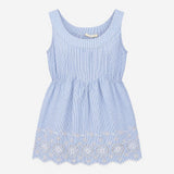 Blue White Stripe 100% Cotton Broderie Anglaise He