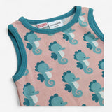 Vest Pink with Blue Seahorses and Edging