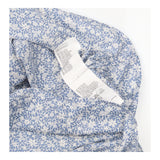 Top Blue White Floral Print Cotton Elasticated Nec