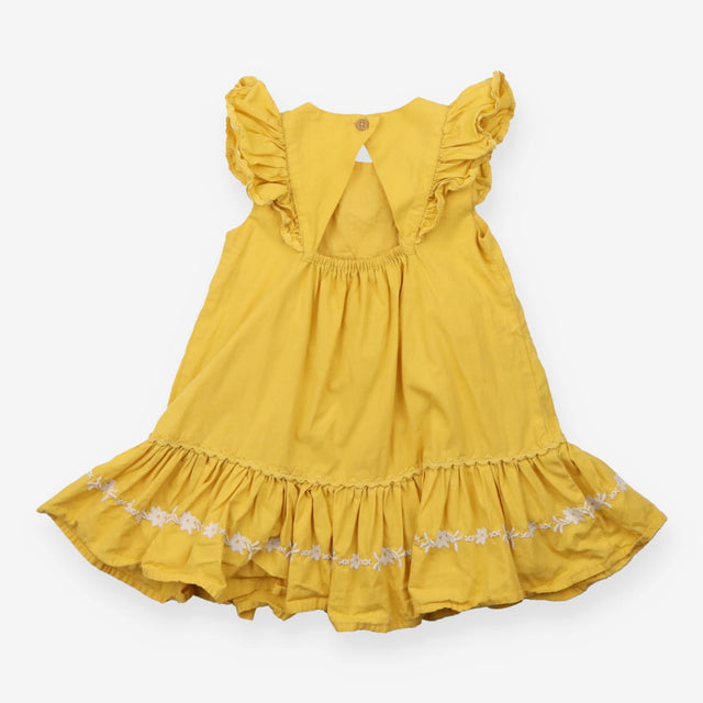 Dress Sleeveless Yellow Frill Parrots in Palm Tree