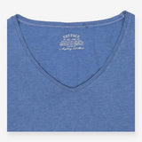 Blue Cotton Modal V Neck Short Sleeve T-Shirt Top