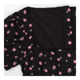 LPA Floral Black Crop Top – Pink Roses, Square Nec