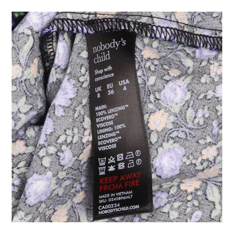 Black Blue Floral Puff Sleeve Mini Dress