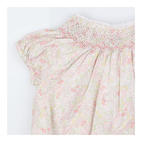 Romper Pink Floral Smocked Collar