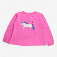 T-shirt long sleeve pink with unicorn applique