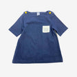 Navy Tunic with White pocket and Yellow Button