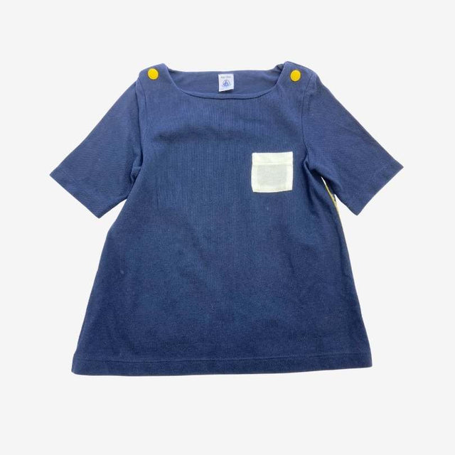 Navy Tunic with White pocket and Yellow Button