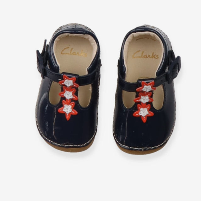 Shoes patent navy buckle flowers
