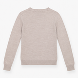 Jumper Beige Taupe Fine Knit Crew Neck Long Sleeve