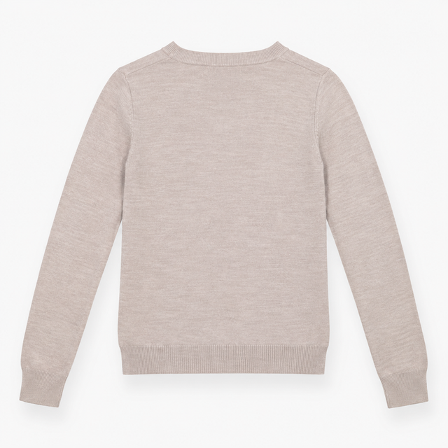 Jumper Beige Taupe Fine Knit Crew Neck Long Sleeve