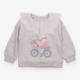 Sweater jersey grey with white collar rabbit cycli