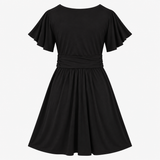 Midi Dress Black Layered Bodice Stretch Maternity