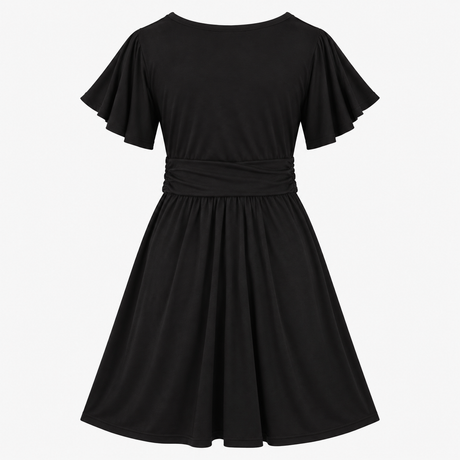 Midi Dress Black Layered Bodice Stretch Maternity