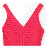 Cerise Pink Fit & Flare V‑Neck Dress