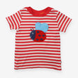T-shirt Raspberry Stripe - Ladybird Applique