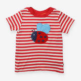 T-shirt Raspberry Stripe - Ladybird Applique