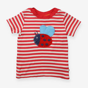 T-shirt Raspberry Stripe - Ladybird Applique