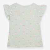 Green t-shirt with white bunnies