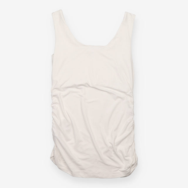 Maternity Vest White Ruched Stretch Jersey Tank