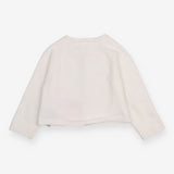 Cardigan White with Brown Buttons