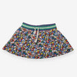 Skort Navy Floral with Green and Blue Stripe Waist