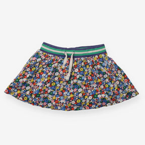 Skort Navy Floral with Green and Blue Stripe Waist