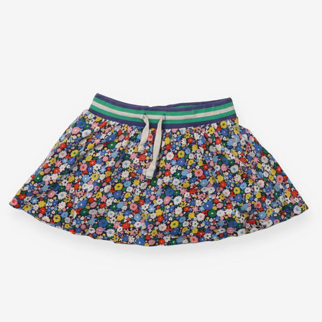 Skort Navy Floral with Green and Blue Stripe Waist