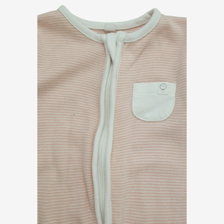Pink and White Stripe Sleepsuit