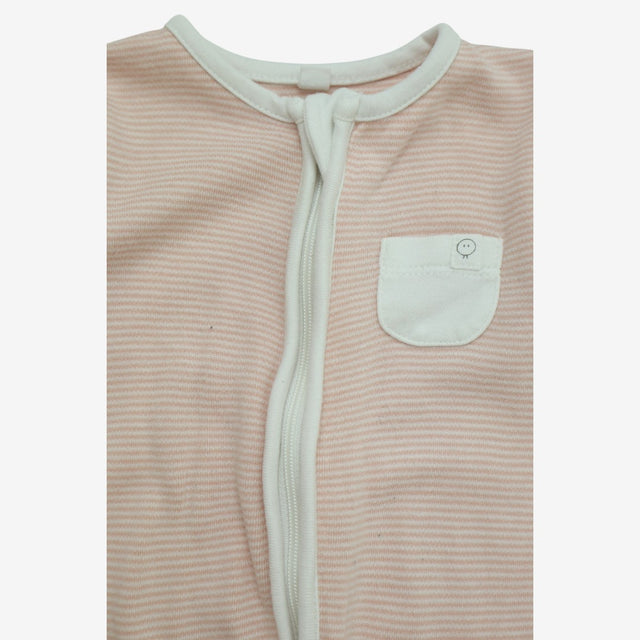 Pink and White Stripe Sleepsuit