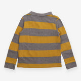 Polo T-Shirt Long Sleeve Grey and Mustard Stripe