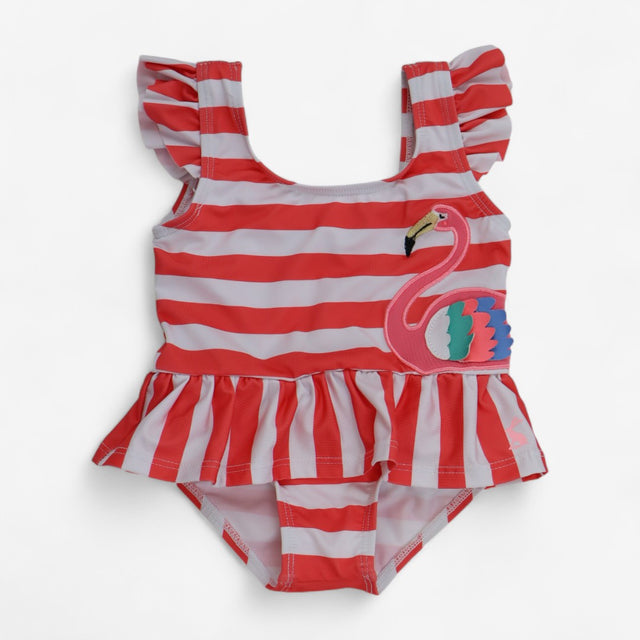 Swimming Costume Coral Stiped Flamingo