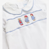 Sleepsuit White Collared with Paddington Smocking