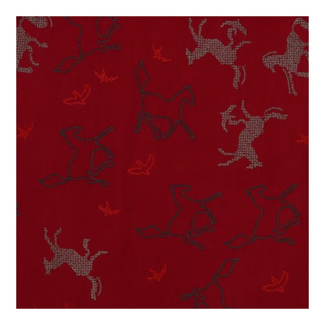 Red horses cross stitch dress
