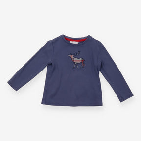 T-shirt long sleeve blue reindeer