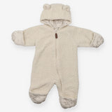 Fleece Pramsuit Cream with Bear Ears
